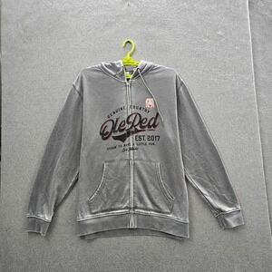 Ole Red Men Hoodie XL Gray Fleece Spellout Logo Zipper Long Sleeve